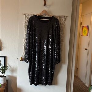 COS Sequined Long Sleeve Sequin Dress